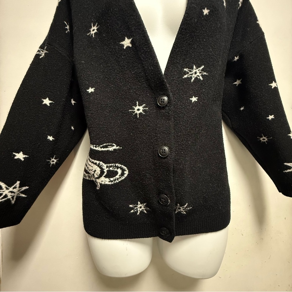 Obey Black Celestial Patterned Cardigan Size L - Picture 4 of 9